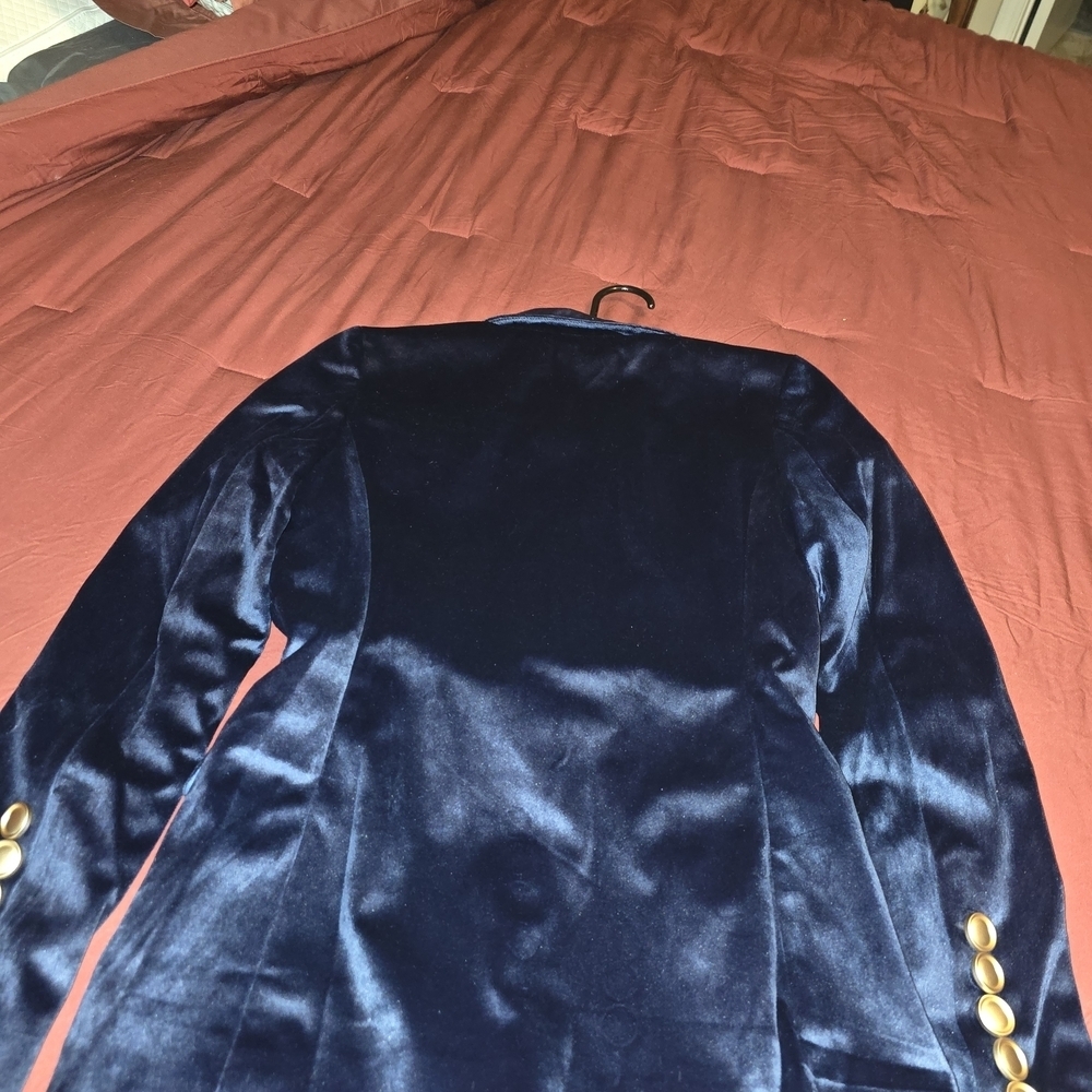 Choosy Women's Navy Blazer with Black Lapel - Picture 4 of 4